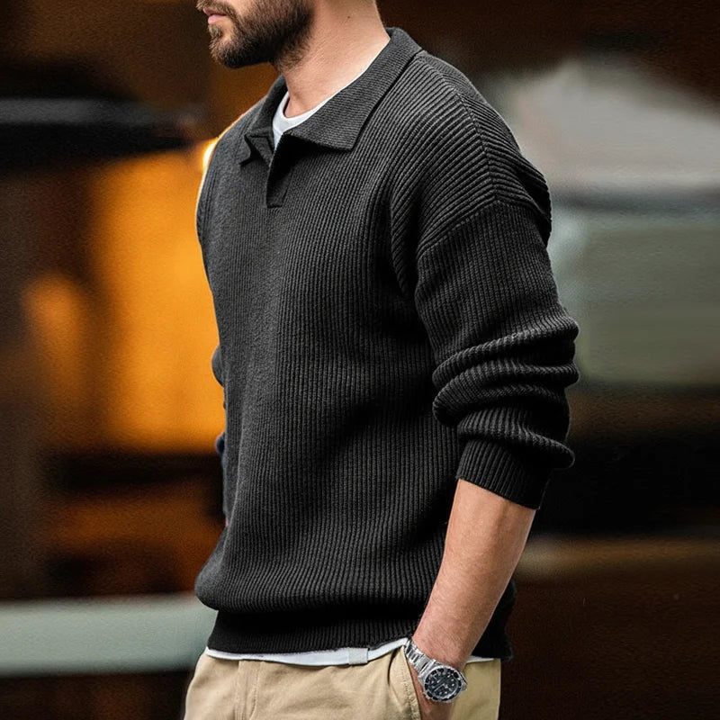MADEN Black Cotton-Blend Knit Pullover