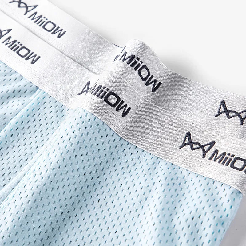 MiiOW Ice Silk Men's Underwear - 3Pcs Breathable Mesh Antibacterial Boxer Briefs