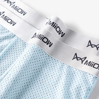 MiiOW Ice Silk Men's Underwear - 3Pcs Breathable Mesh Antibacterial Boxer Briefs
