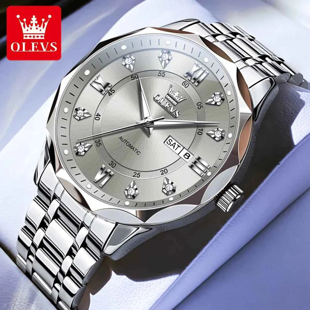 OLEVS 6727 Automatic Mechanical Watch for Men & Women - Waterproof Luminous Calendar Wristwatch with Gift Box