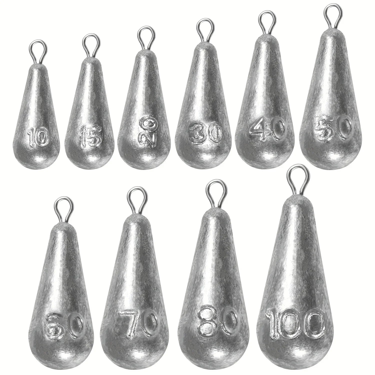 Teardrop Fishing Sinkers – Lead Weights for Bass (10 Sizes) Habicare