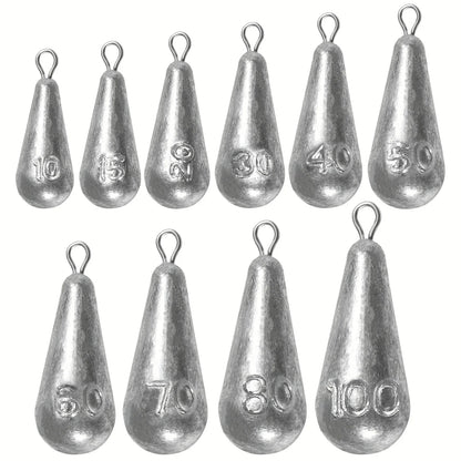 Teardrop Fishing Sinkers – Lead Weights for Bass (10 Sizes) Habicare