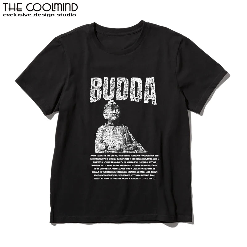 COOLMIND U0003 Buddha Statue Graphic Cotton Tee