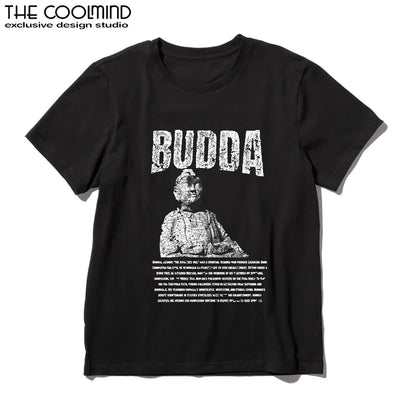 COOLMIND U0003 Buddha Statue Graphic Cotton Tee