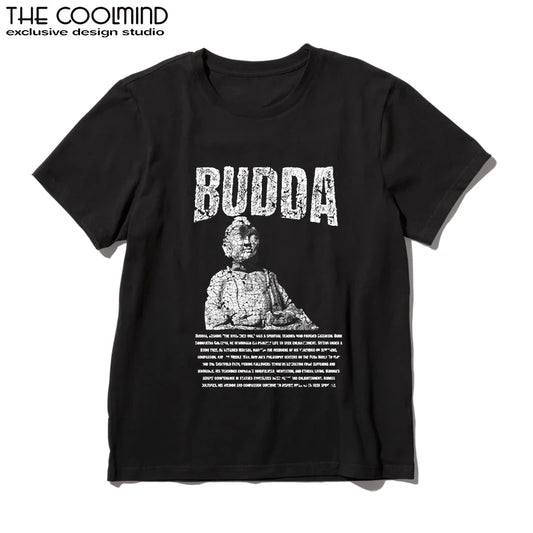 COOLMIND U0003 Buddha Statue Graphic Cotton Tee