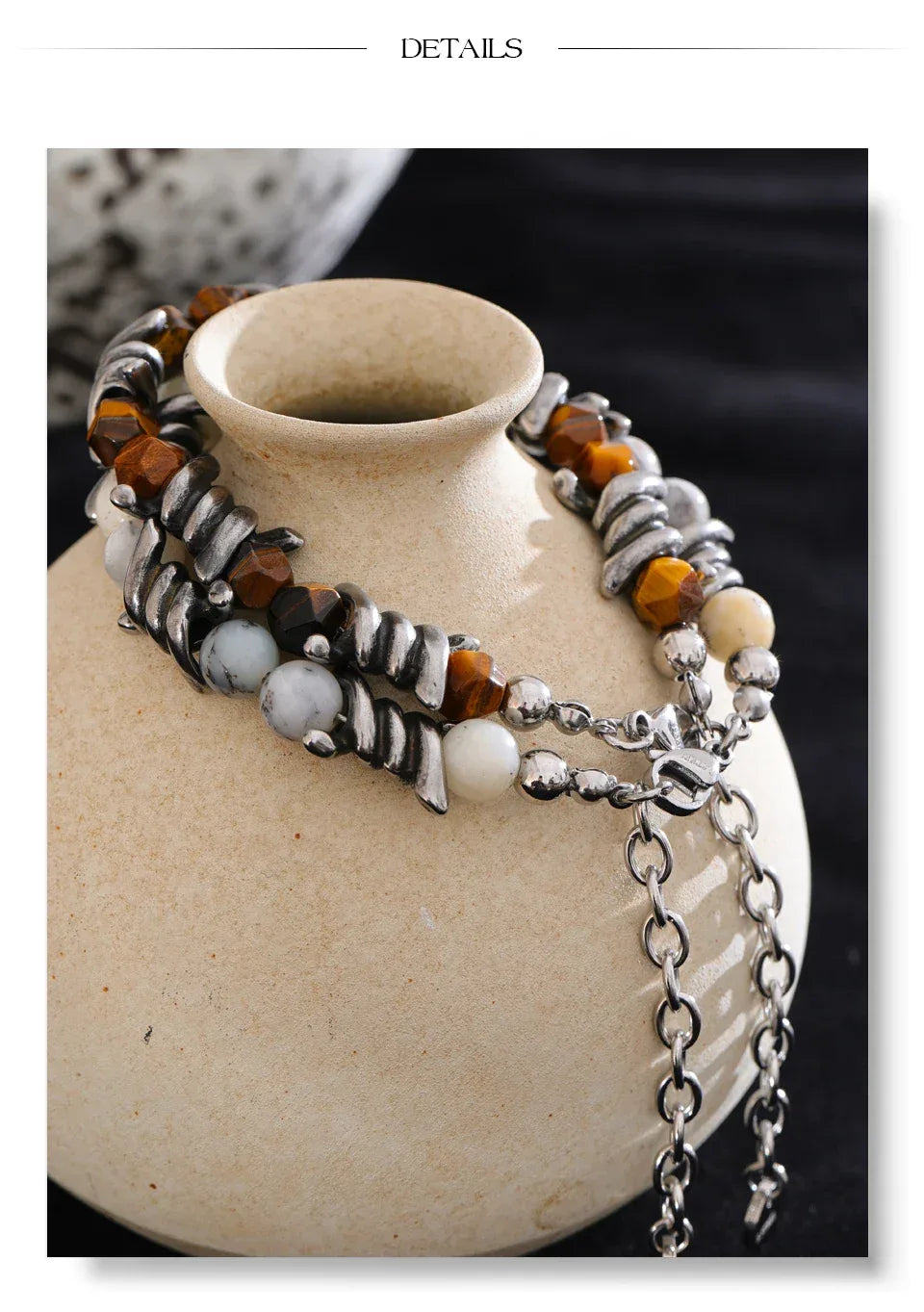 Natural Jade Tiger Stone Chain Men's Bracelet - ShopHub