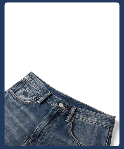 SIMWOOD High Standard 2026 Spring New 13oz Cotton Hemp Washed Vintage Jeans for Men,Classic Retro Casual Denim Trousers