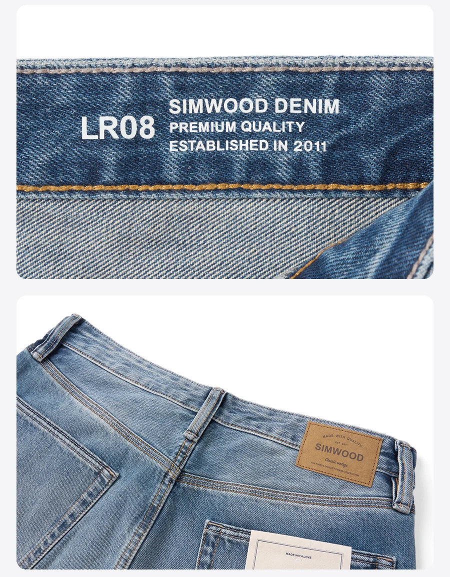 SIMWOOD 2026 Autumn New Loose Relax 13.5oz Heavyweight Washed Vintage Jeans Men Denim Pants Retro  Streetwear