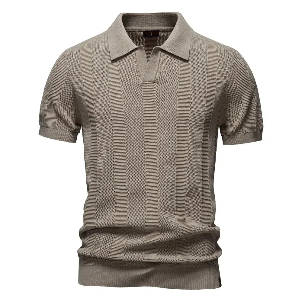 AIOPESON Men's Solid & Striped Mesh Polo Shirts - ShopHub