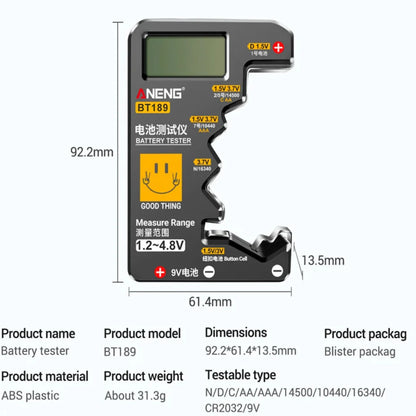 Universal Battery Tester for AA/AAA/C/D/9V/1.5V/3V (2 colours available) Habicare