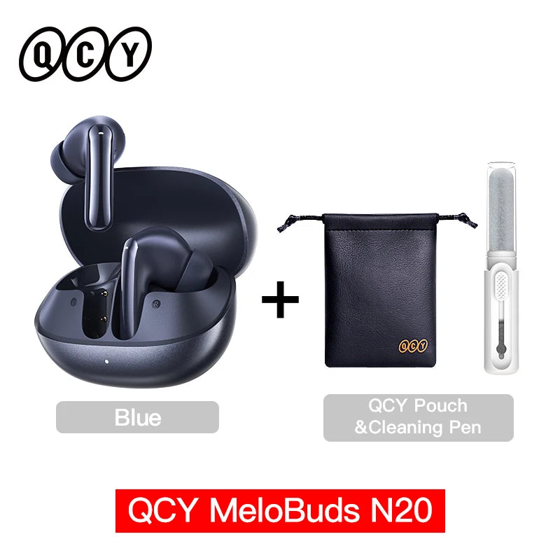 QCY MeloBuds N20 Earphones - Wireless Bluetooth 6.0 with 13mm Drivers and 50dB Adaptive Hybrid Noise Cancelling, 40Hrs Battery Life - ShopHub