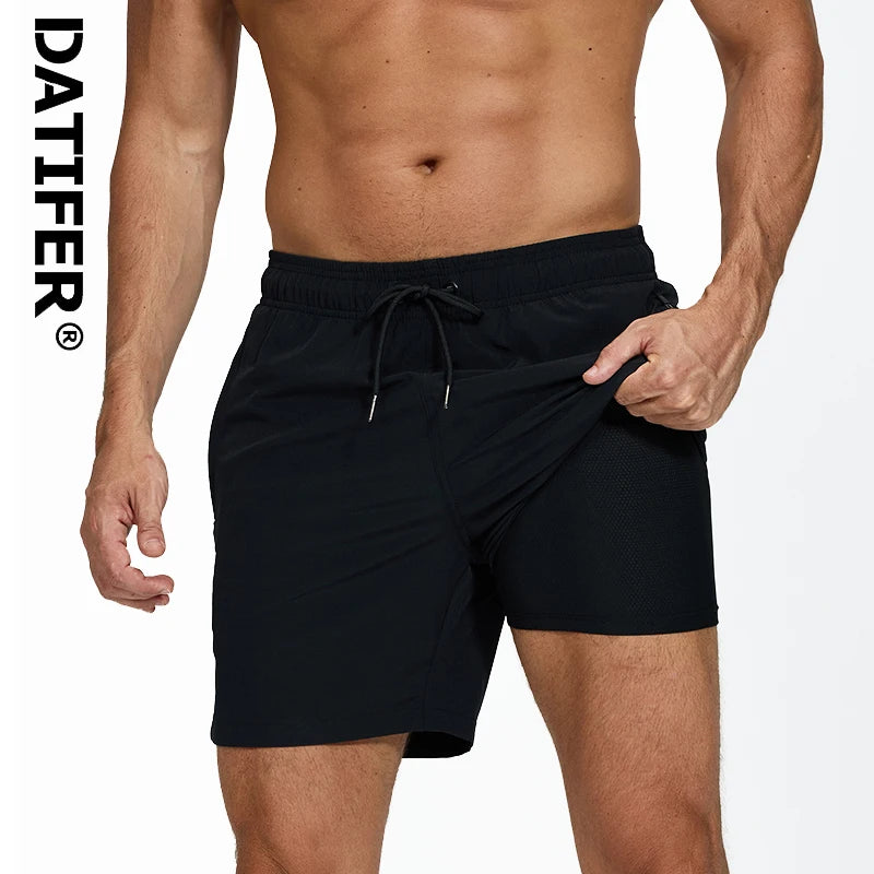 Men's summer boardshorts by ShopHub NZ, polyester with spandex, elastic waist, side zipper pocket, suitable for gym, beach, swim.