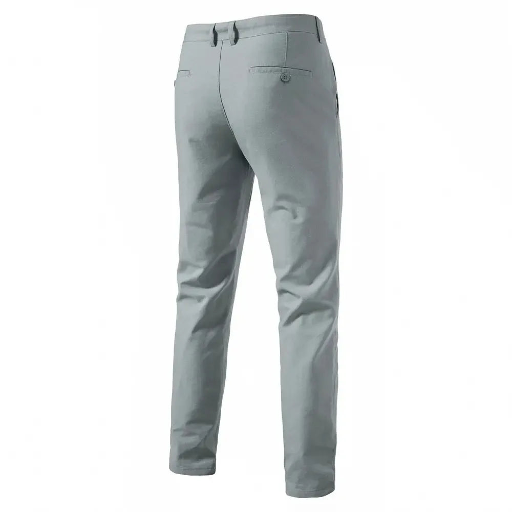 AIOPESON Men's Solid Colour Linen Long Pants - ShopHub