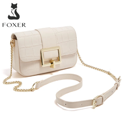 FOXER Split Leather Fashion Women Shoulder Bag Lady Crossbody Handbag Gift for Wife, Girlfriend