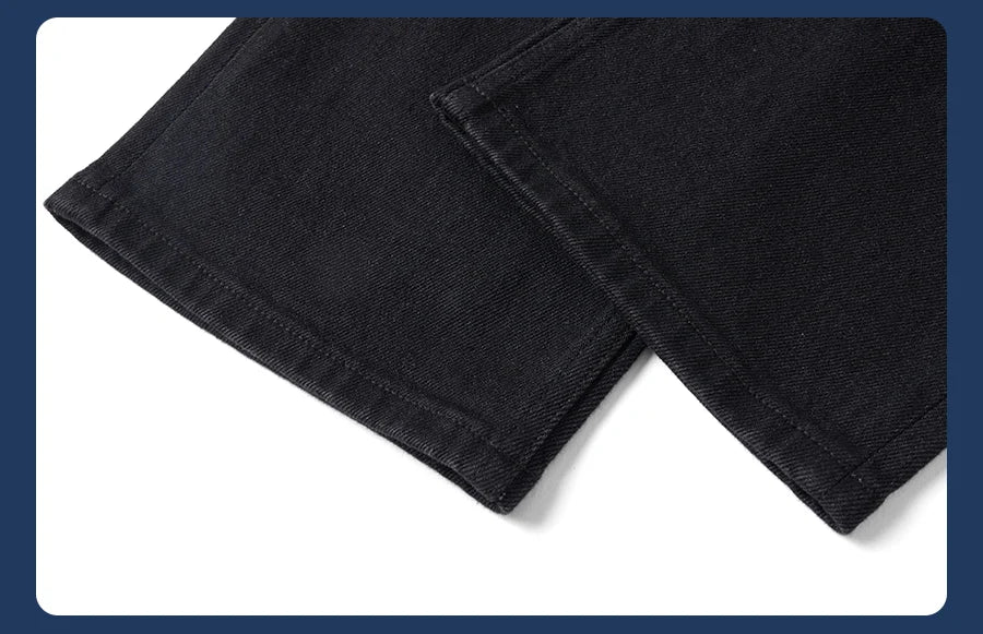 SIMWOOD 2026 Autumn 14oz Fabric Jeans Men Washed Vintage Black Denim Pants Retro Casual Trousers Male Clothing