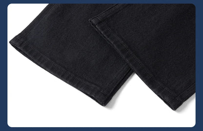SIMWOOD 2026 Autumn 14oz Fabric Jeans Men Washed Vintage Black Denim Pants Retro Casual Trousers Male Clothing