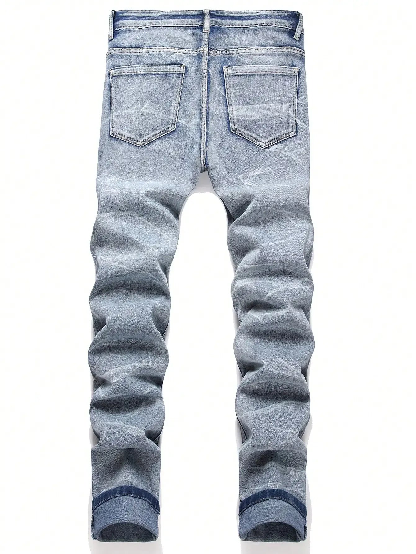 Men's Stretchy Denim Jeans Featuring Trendy Ripped Designs - ShopHub