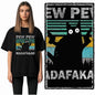 COOLMIND Cat Graphic T-Shirt | Women's Relaxed Black Tee