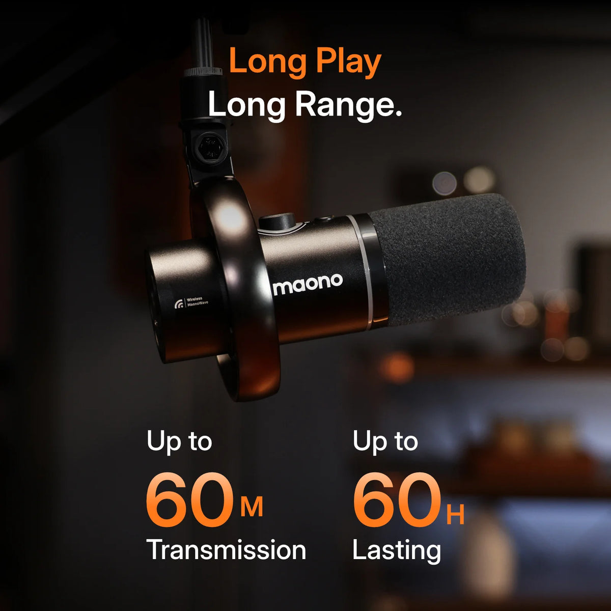 MAONO PD200W Hybrid Wireless Podcast Mic for PC/Phone/Camera