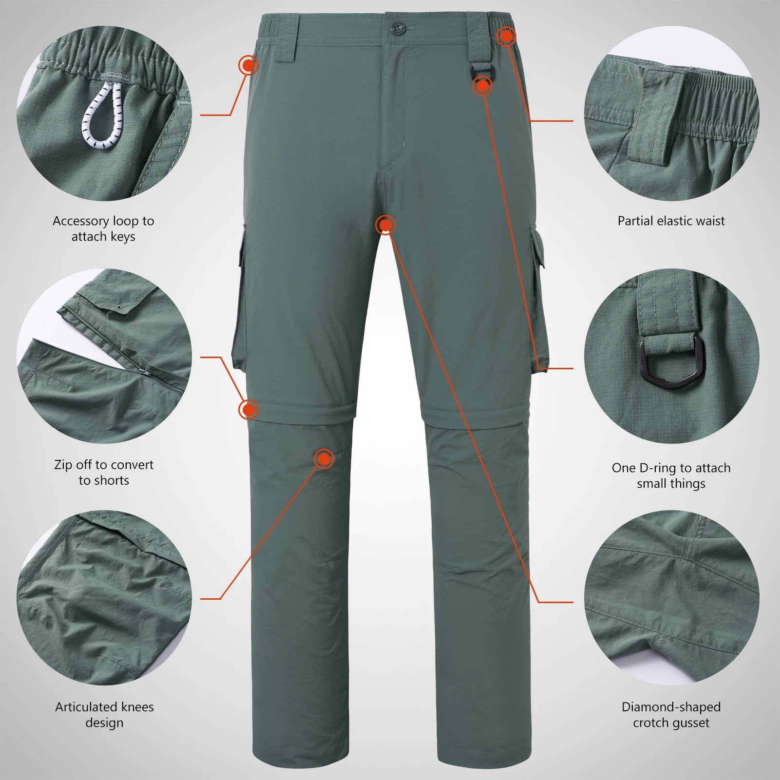 BASSDASH Men’s Outdoor Quick Dry Convertible Pants ShopHub