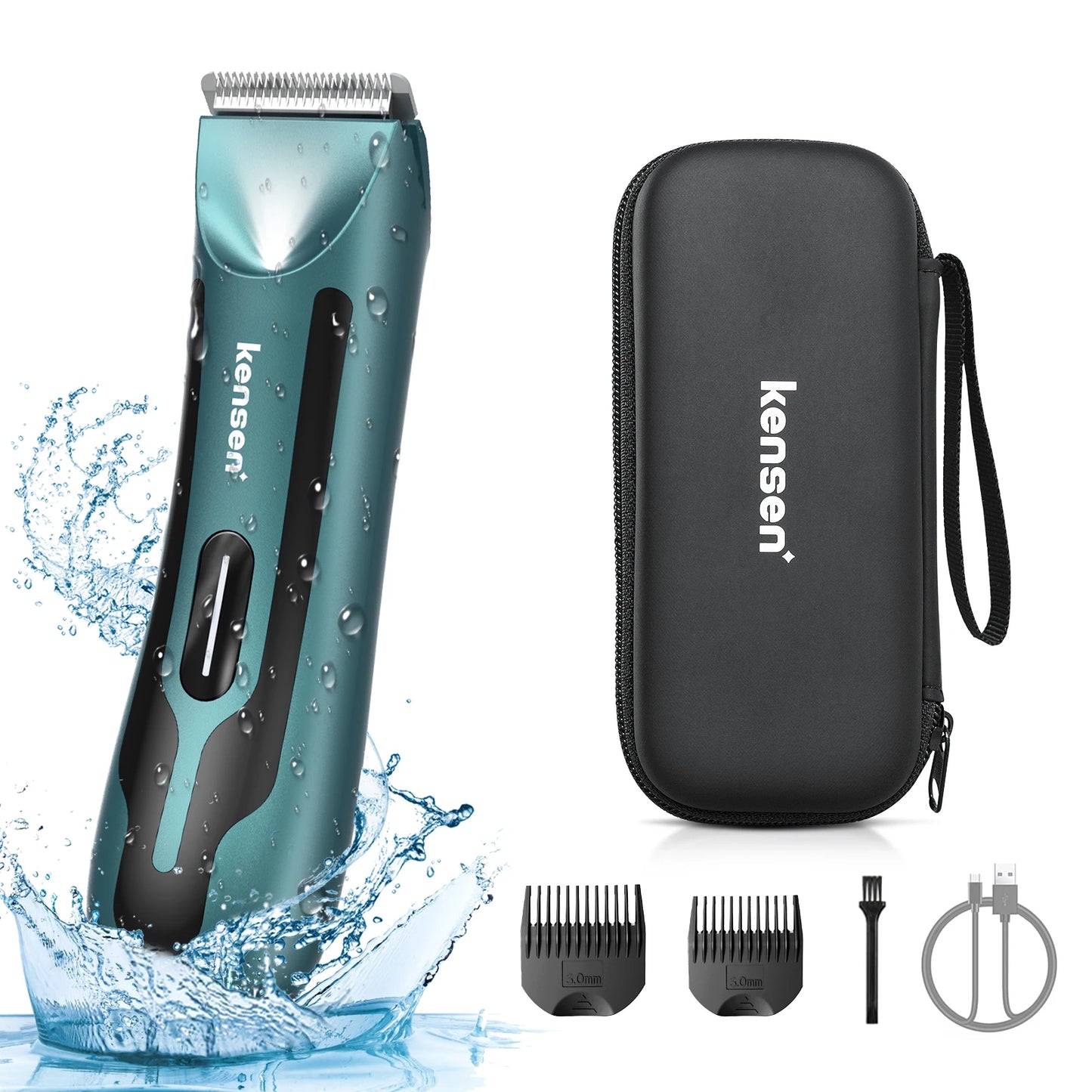 Kensen S10 Electric Groin Hair Trimmer for Men - Waterproof Body Groomer with Replaceable Ceramic Blade