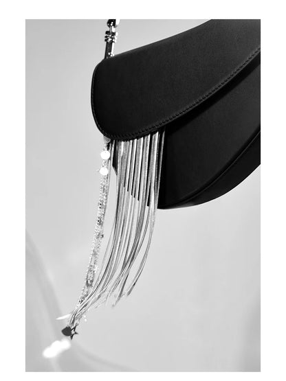 BAFELLI Tassel Genuine Leather Saddle Bag