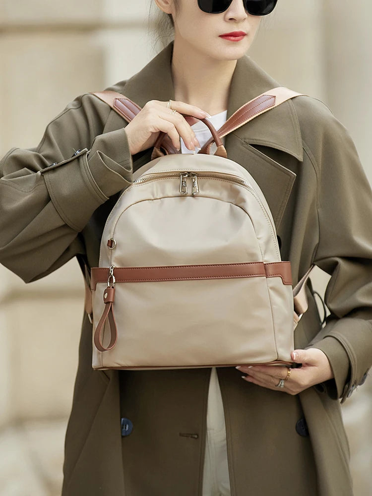 ZOOLER Oxford & Leather Female Letter Backpack