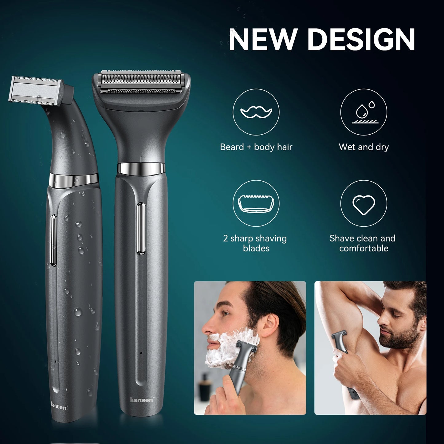 KENSEN S1 Electric Hair Trimmer Body Shaver for Men 2 in 1