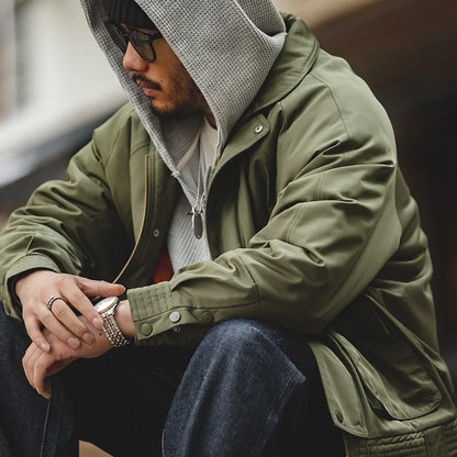 MADEN Retro Padded Pilot Jacket | Army Green or Khaki