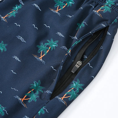 Men's polyester boardshorts with side zipper pockets, long liner, suitable for beach and gym, from ShopHub NZ.