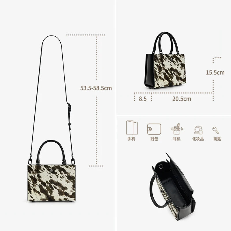 BAFELLI Real Fur & Leather Leopard Crossbody Bag