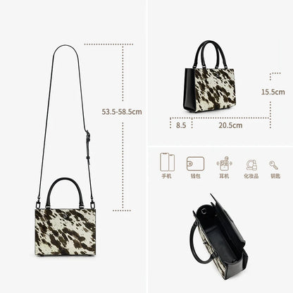 BAFELLI Real Fur & Leather Leopard Crossbody Bag