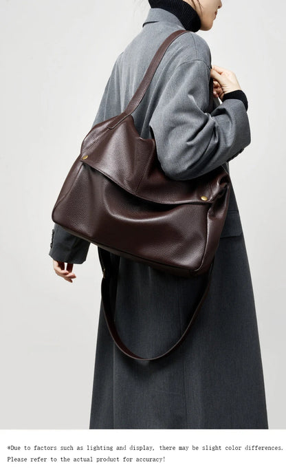 FOXER Genuine Leather Shoulder Bag for Women Large Capacity Handbag Female Casual Tote Bag Computer Bag Crossbody Purse as Gift