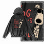 Vintage Dog Graphic Acid-Washed Black Hoodie