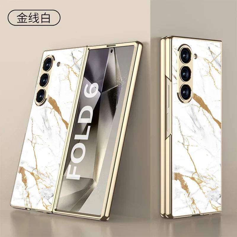 GKK Painted Tempered Glass Case for Samsung Galaxy Z Fold 6 & Galaxy Z Fold 5 Case - ShopHub