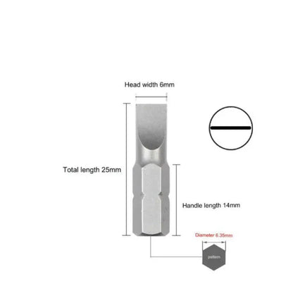 S2 Steel Slotted Screwdriver Bits Set – 1/4" Shank (6 different types available) Habicare