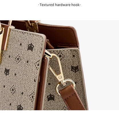 FOXER Vintage Women Handbag PVC Leather Tote Bag Large Capacity Top‑Handle Shoulder Crossbody Bag for Ladie Daily Work Purse