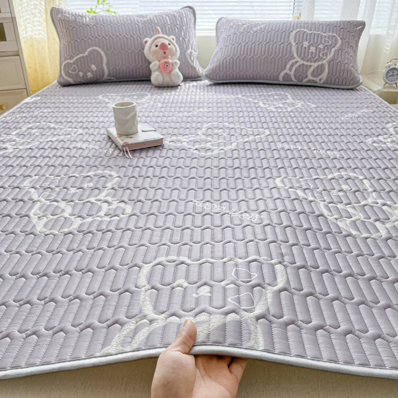 Cooling silk mattress pad set by ShopHub NZ, designed for comfort and breathability during summer nights.
