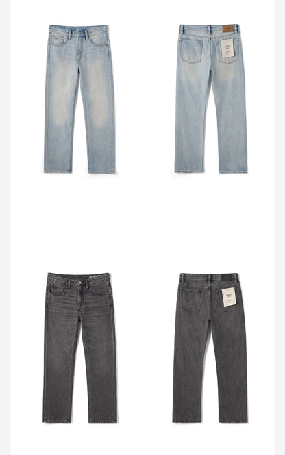 SIMWOOD 2026 Autumn Winter New Loose Straight 13oz 100% Cotton Fabric Jeans Men Washed Vintage Classical Denim Trousers