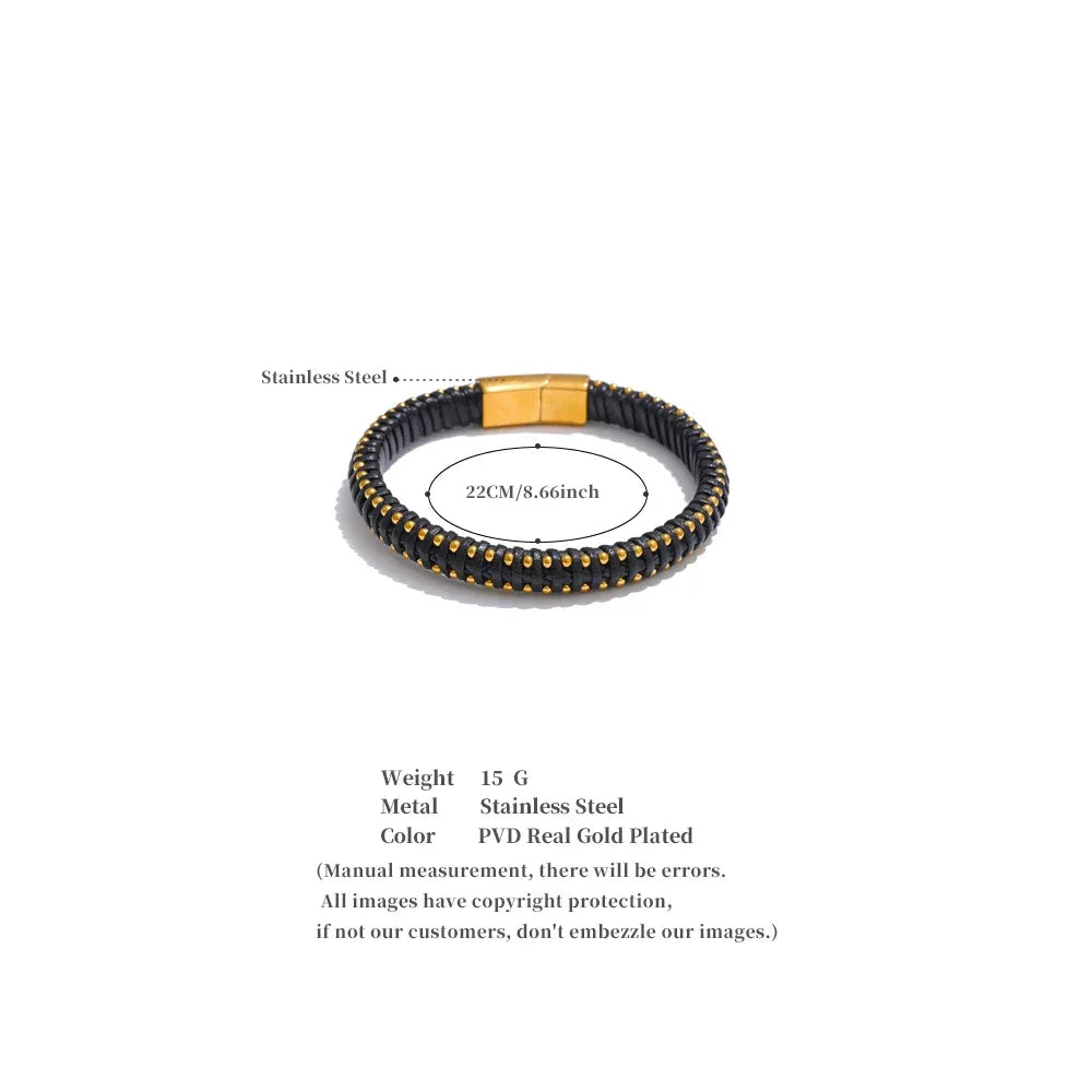 22cm Men’s Fibre Rope Braided Classic Bracelet - ShopHub