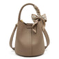 FOXER Women Shoulder Bag Crossbody Handbag Lady Genuine Leather+ Microfiber Fashion Bucket Bag Gift for Lover