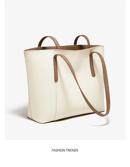 FOXER Lady's Shoulder Bag Split Leather Soft Fabric 2026 New Casual Large Capacity Women Tote Bag Commute Travel Bag All-match