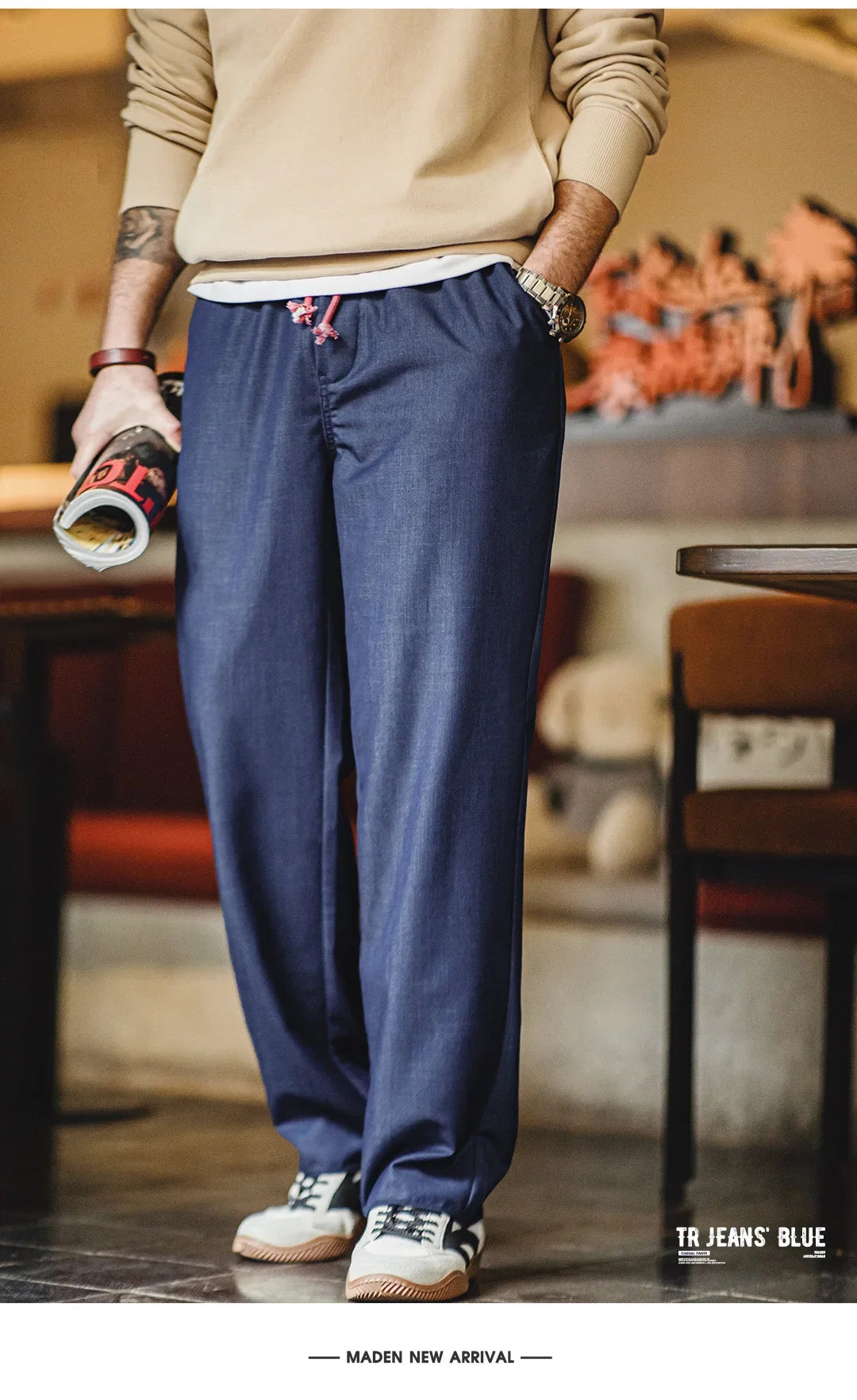 Maden Vintage Men's Loose Casual Straight Denim Pants