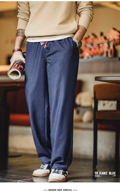 Maden Vintage Men's Loose Casual Straight Denim Pants