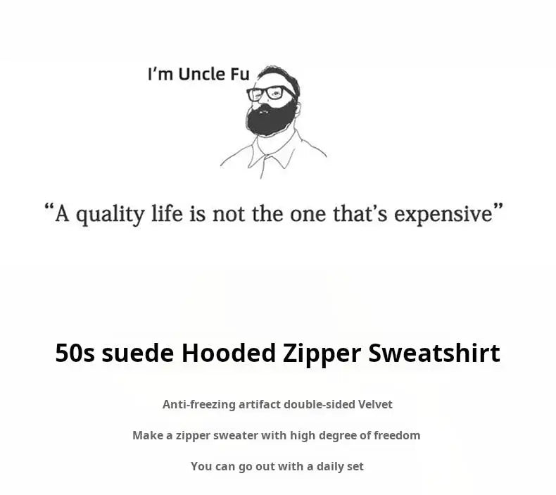 Maden Men’s Khaki Fleece Zip Hoodie Jacket