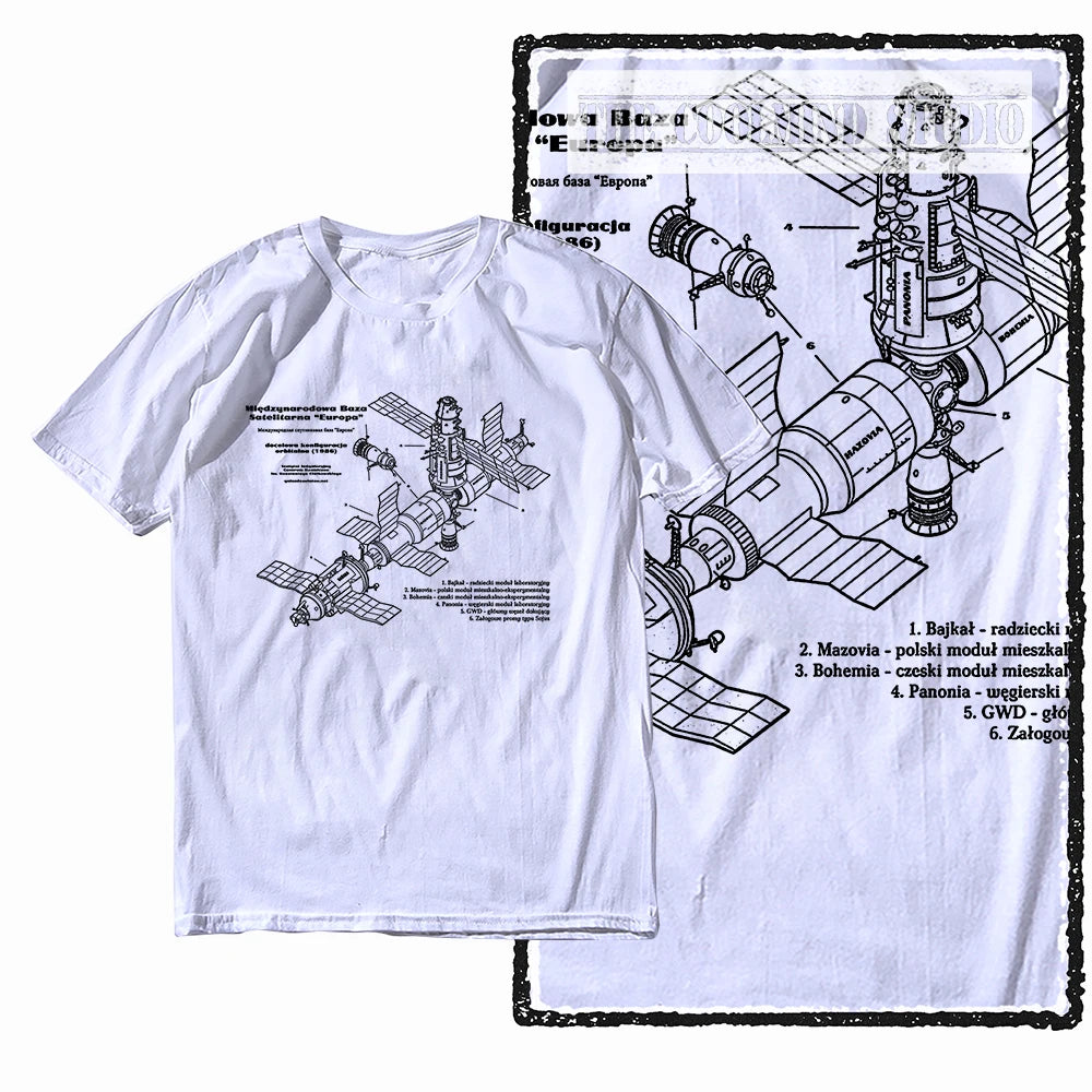 COOLMIND Z1149 Space Station Graphic Cotton Tee