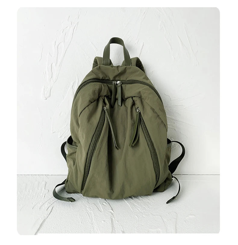 FOXER Simple Solid Color Backpack Women Backpack Waterproof Cotton Fabric Laptop School Bag Fashion Teenage Girl Travel Book Bag