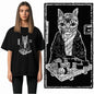 COOLMIND Cat Graphic T-Shirt | Women's Relaxed Black Tee