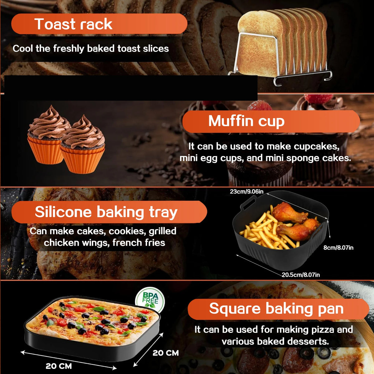Air Fryer Accessories For Cosori 5.5L, Cecotec 6L, 6.5L, Ninja 6.2L