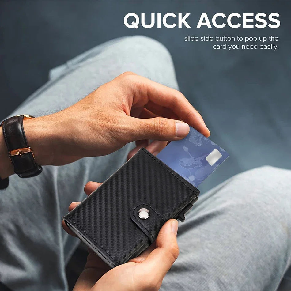Carbon Fiber Rfid Blocking Mens Credit Card Holder Airtag Wallet